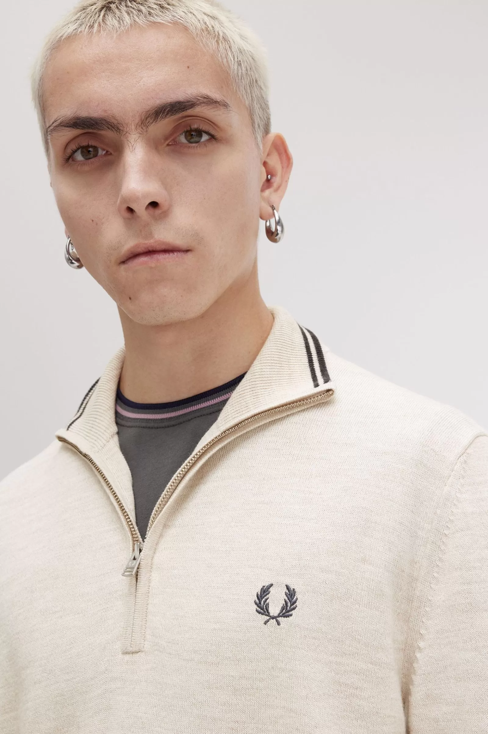 MULHER Fred Perry Camisola Com Meio Fecho De Correr Clássica