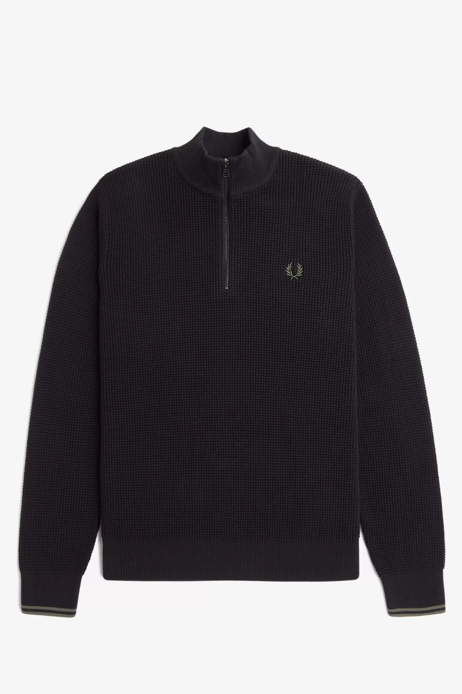 MULHER Fred Perry Camisola De Meio Fecho De Correr Com Pesponto Waffle