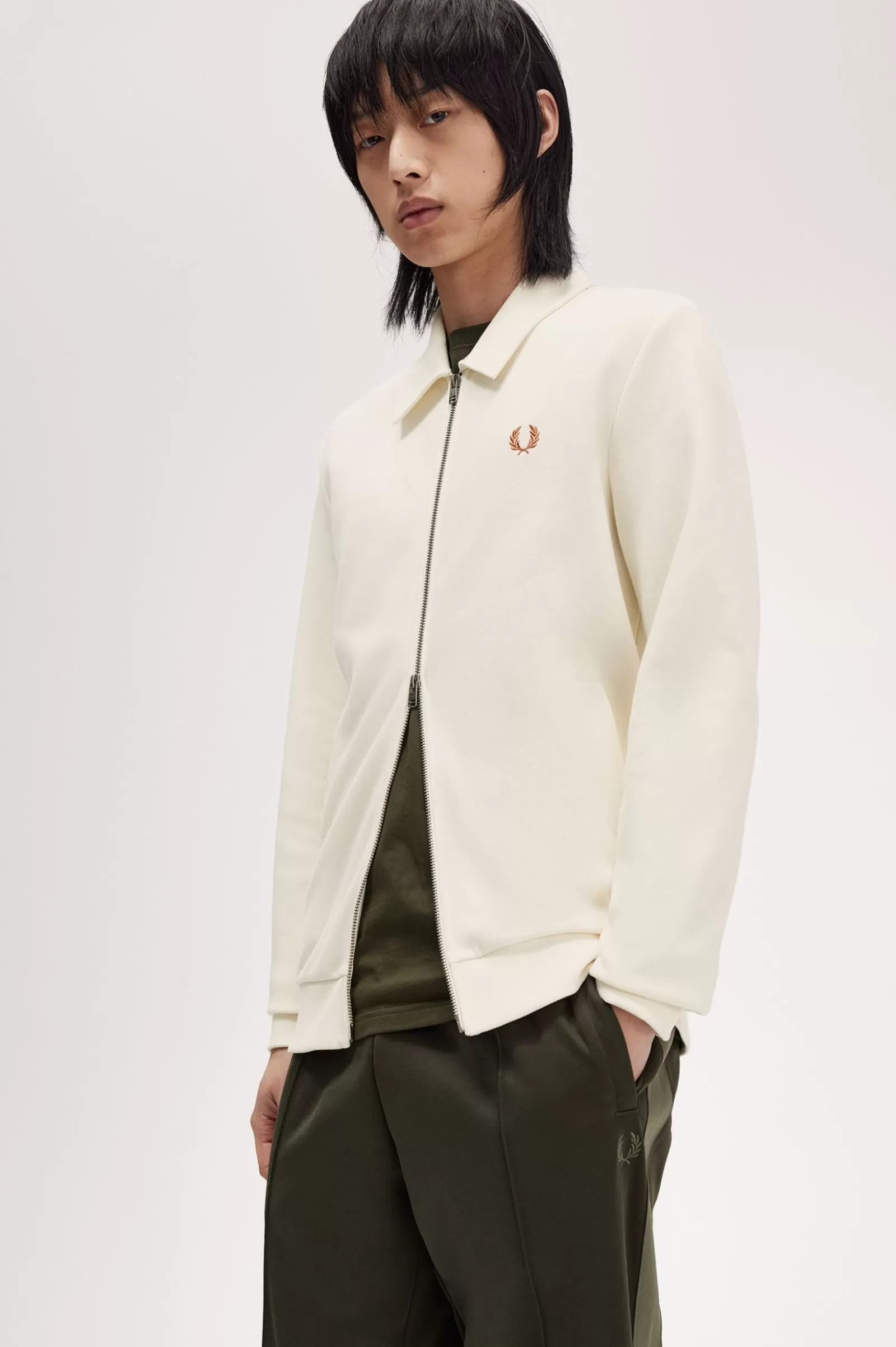 MULHER Fred Perry Camisola Em Malha Polar Escovada Com Fecho De Correr