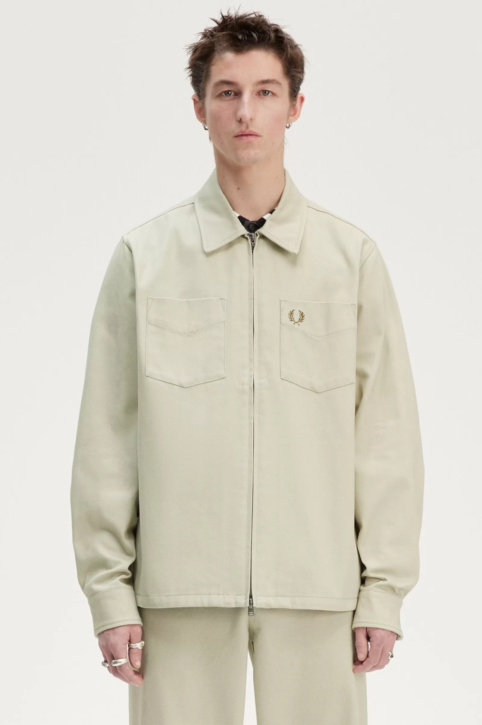 MULHER Fred Perry Casaco Camiseiro Com Fecho De Correr Em Sarja