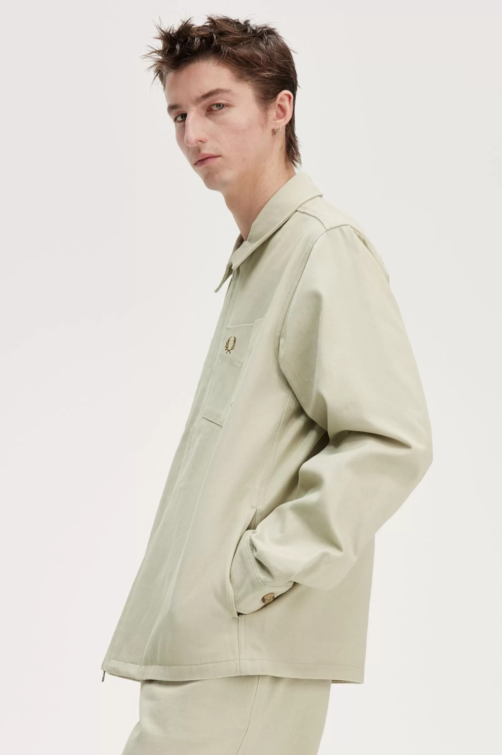 MULHER Fred Perry Casaco Camiseiro Com Fecho De Correr Em Sarja