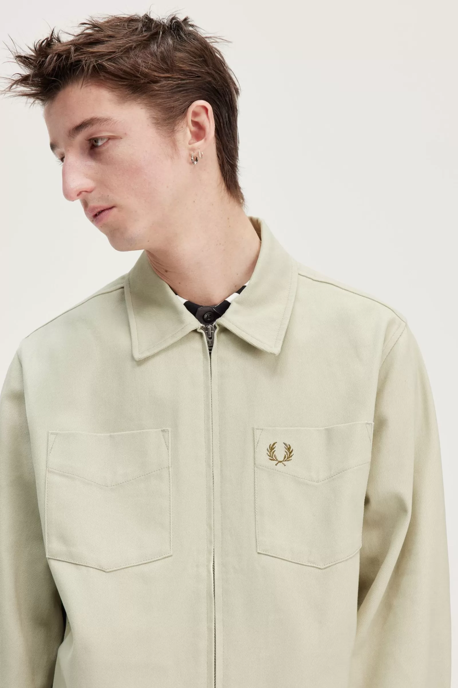 MULHER Fred Perry Casaco Camiseiro Com Fecho De Correr Em Sarja