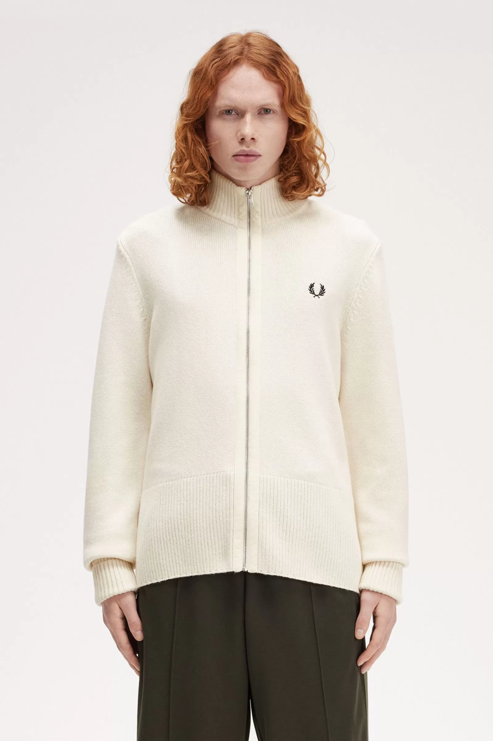 MULHER Fred Perry Casaco De Malha Com Canelado Grosso