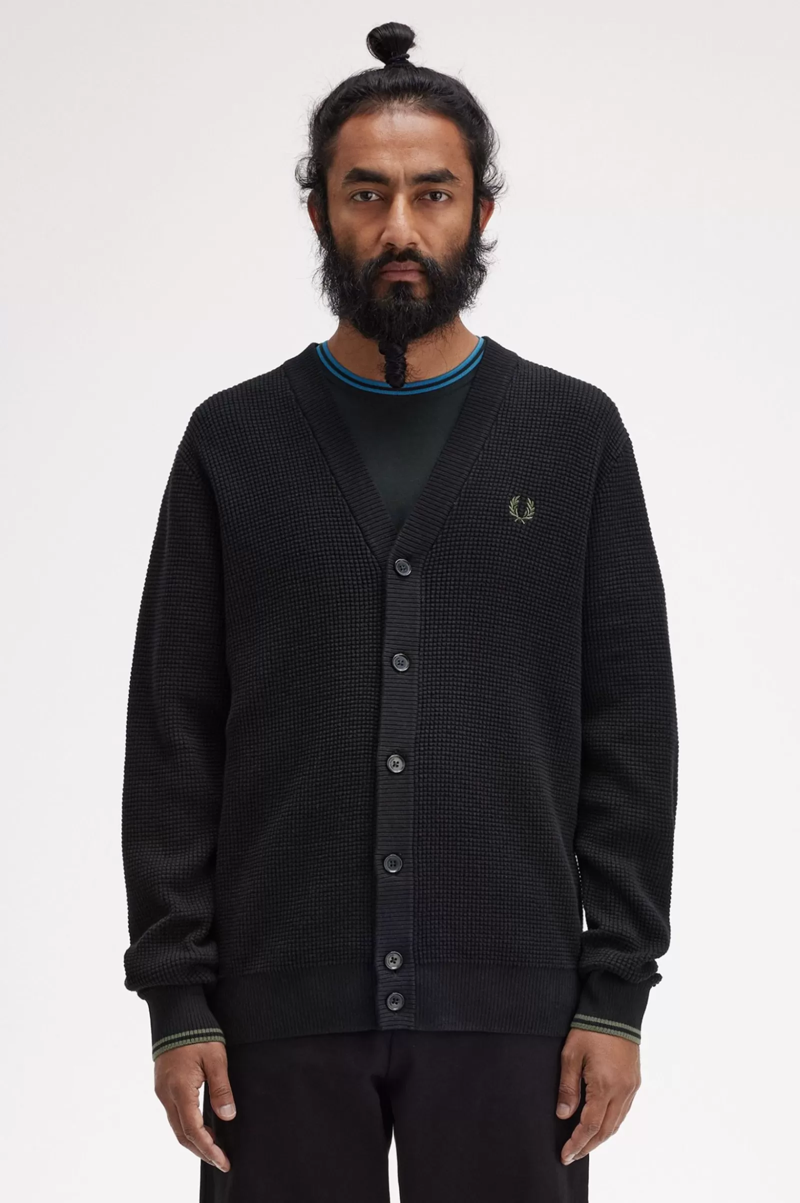 MULHER Fred Perry Casaco De Malha Com Pesponto Waffle