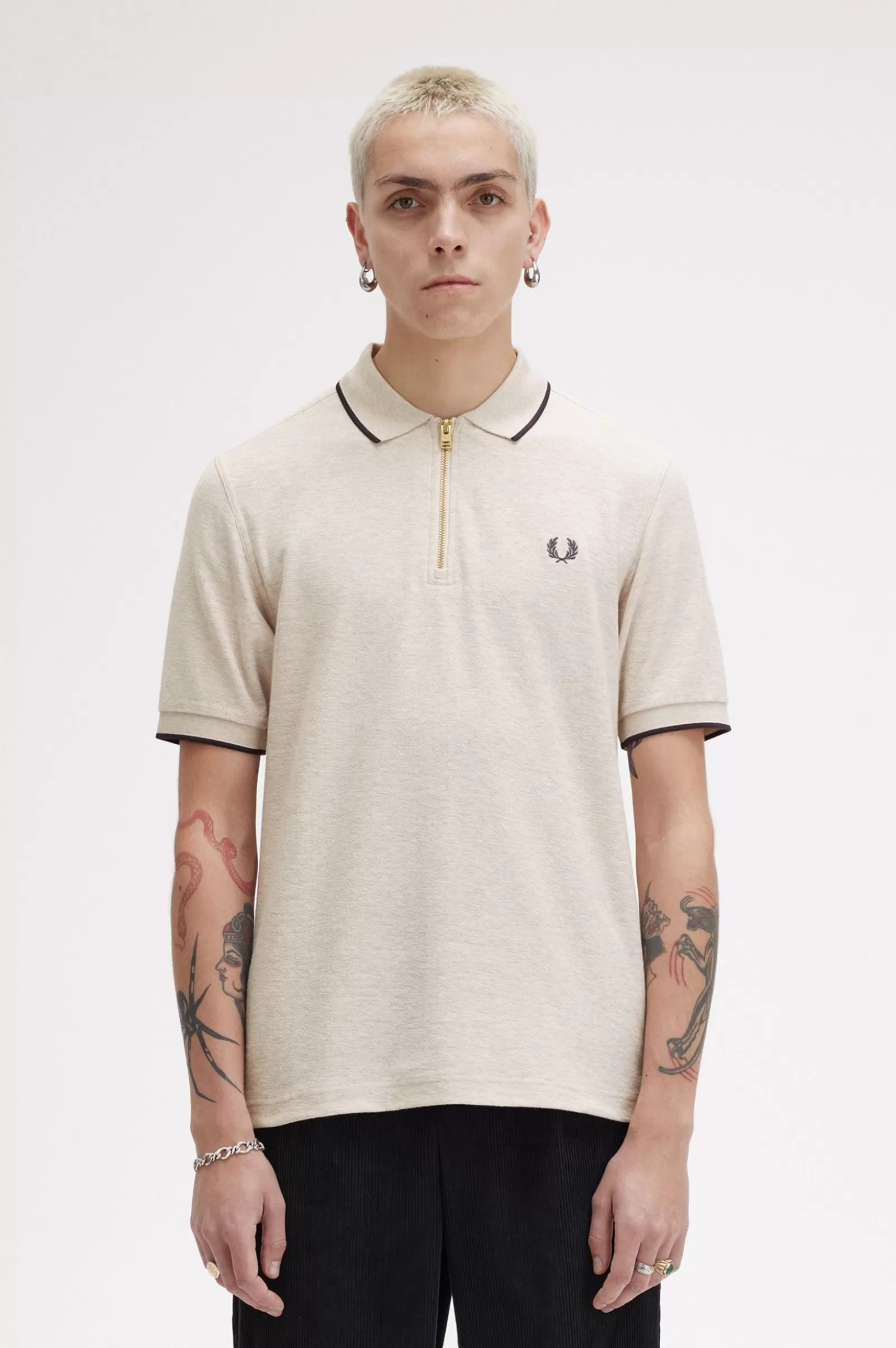 MULHER Fred Perry Polo Com Fecho De Correr Na Gola Em Piqué De Crepe