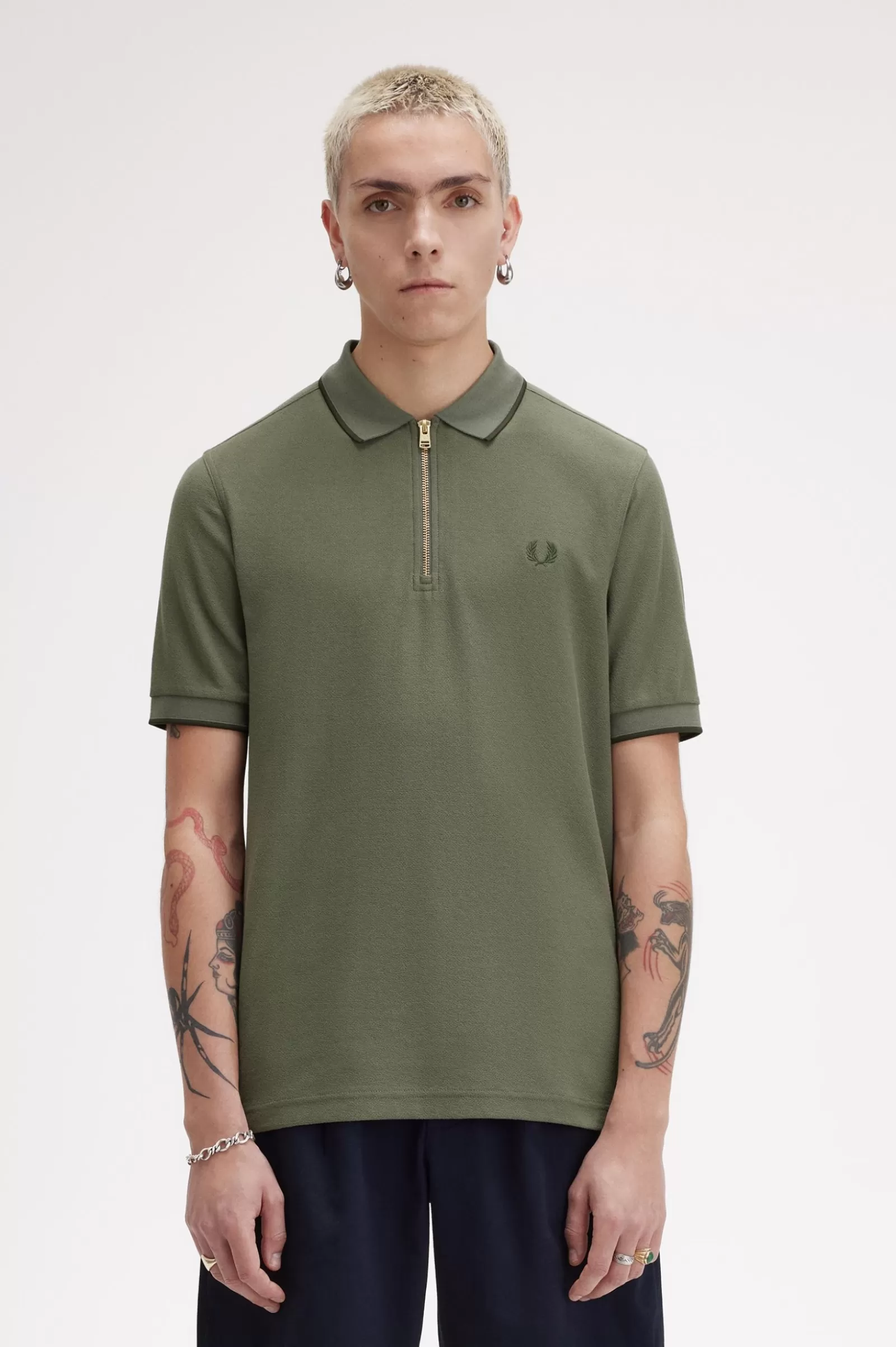 MULHER Fred Perry Polo Com Fecho De Correr Na Gola Em Piqué De Crepe