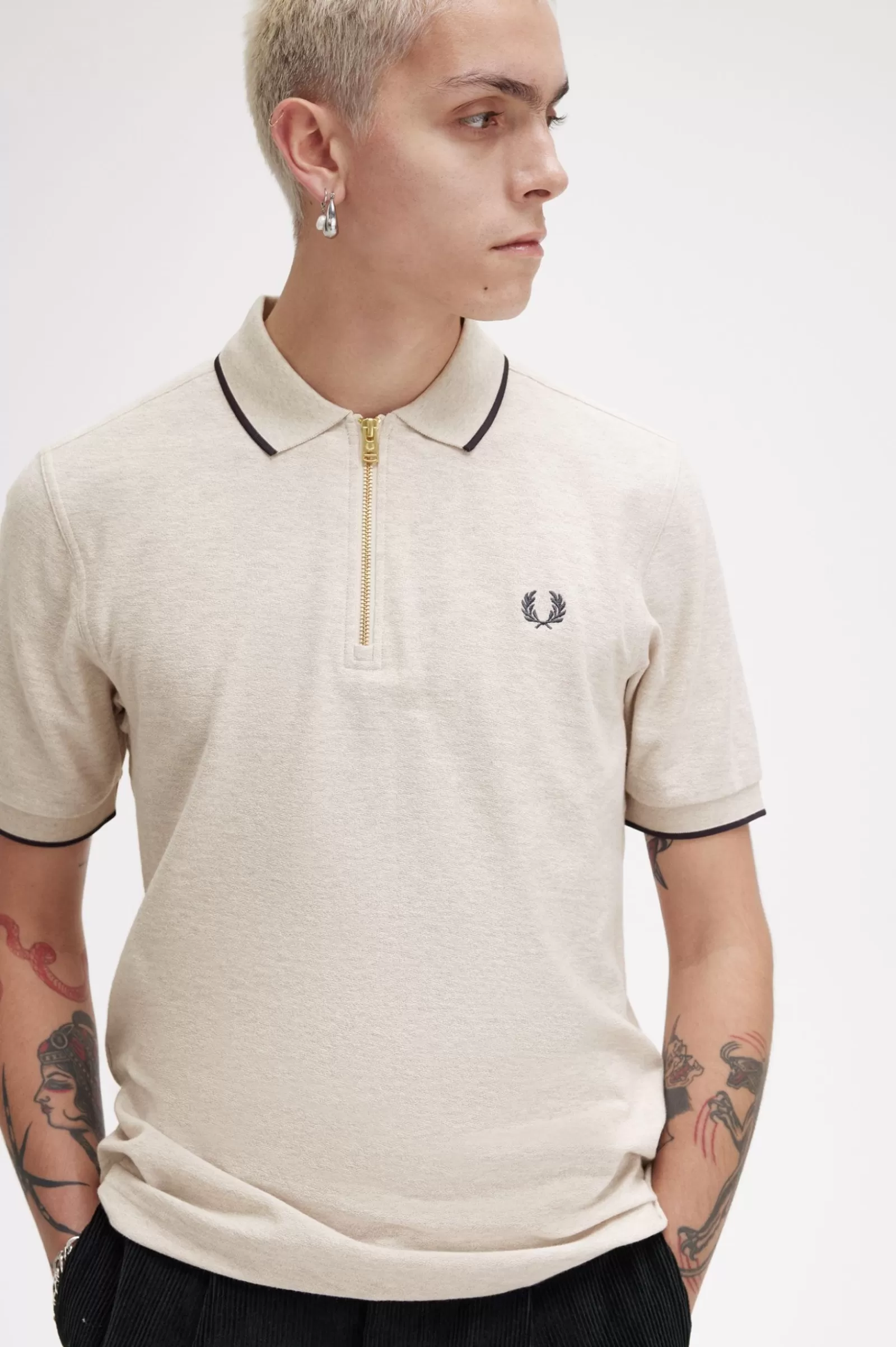 MULHER Fred Perry Polo Com Fecho De Correr Na Gola Em Piqué De Crepe