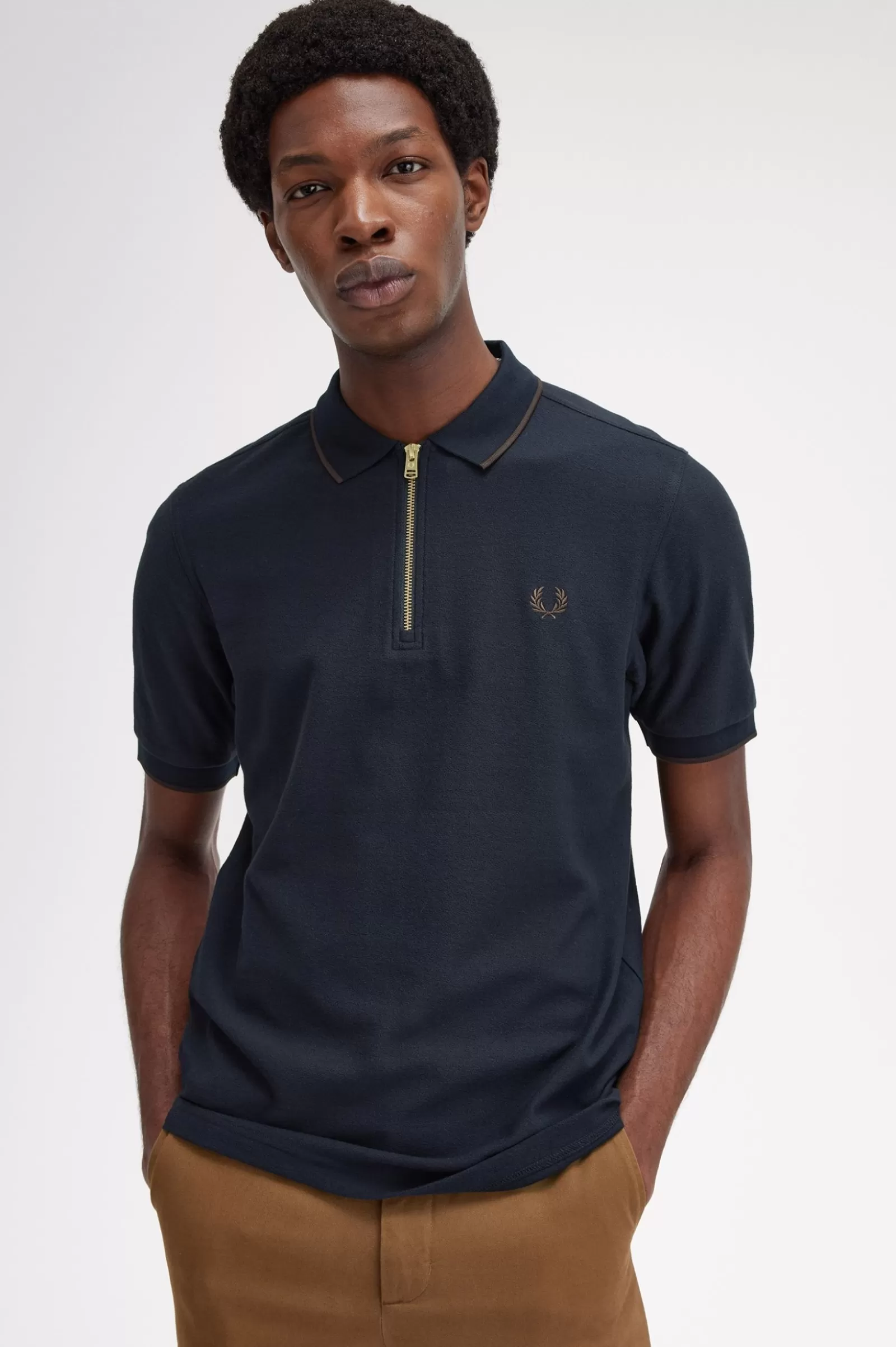 MULHER Fred Perry Polo Com Fecho De Correr Na Gola Em Piqué De Crepe