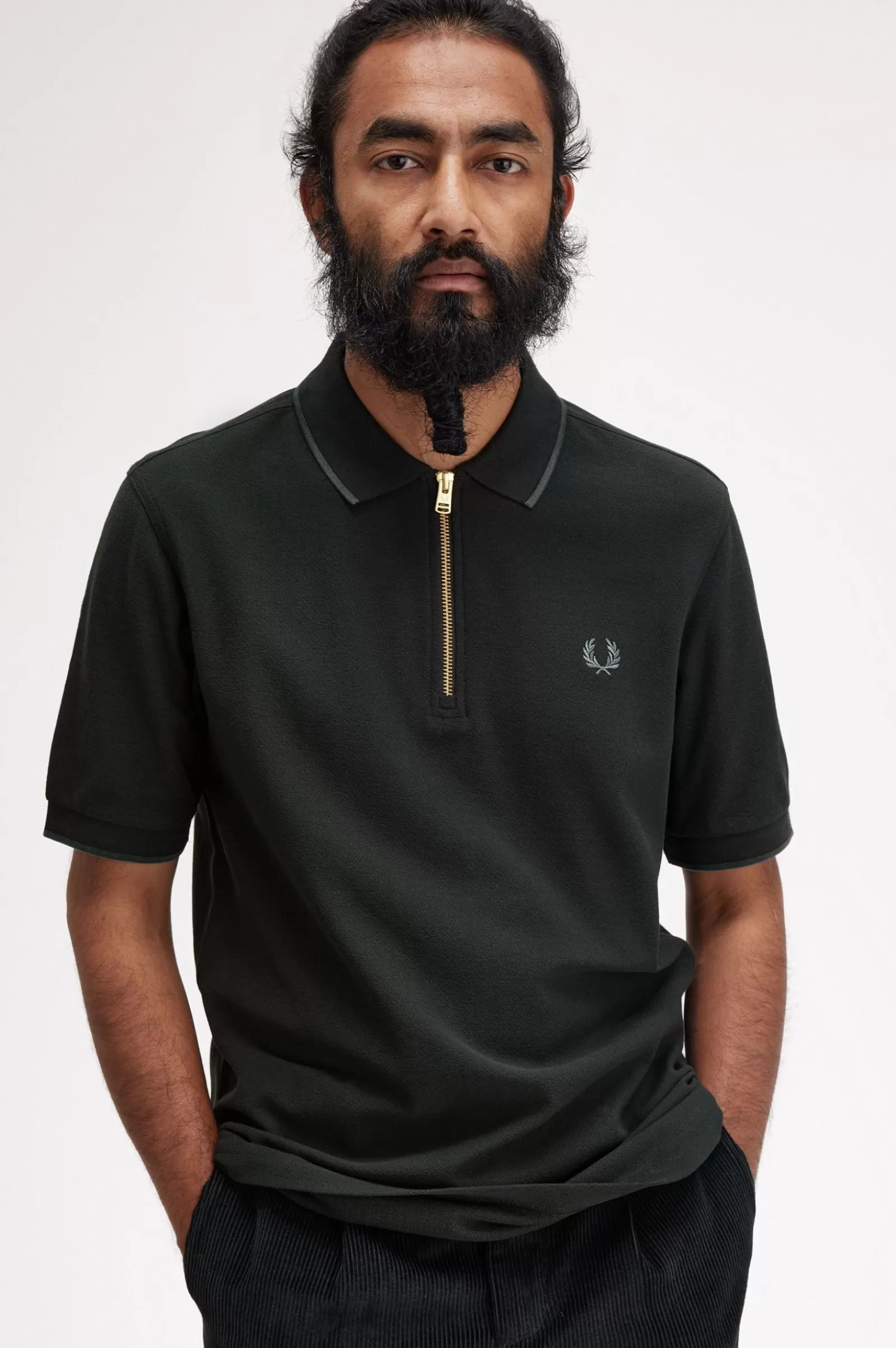 MULHER Fred Perry Polo Com Fecho De Correr Na Gola Em Piqué De Crepe