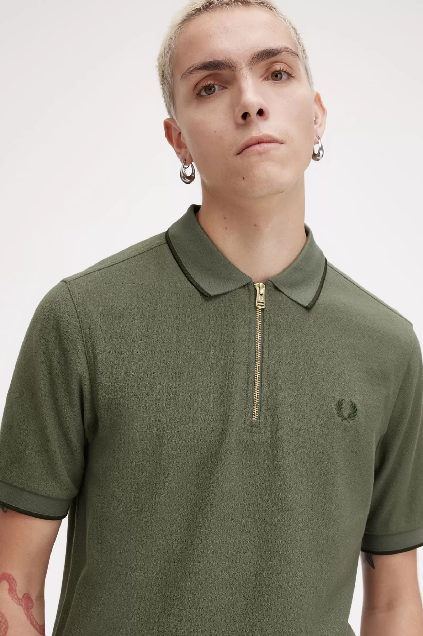 MULHER Fred Perry Polo Com Fecho De Correr Na Gola Em Piqué De Crepe