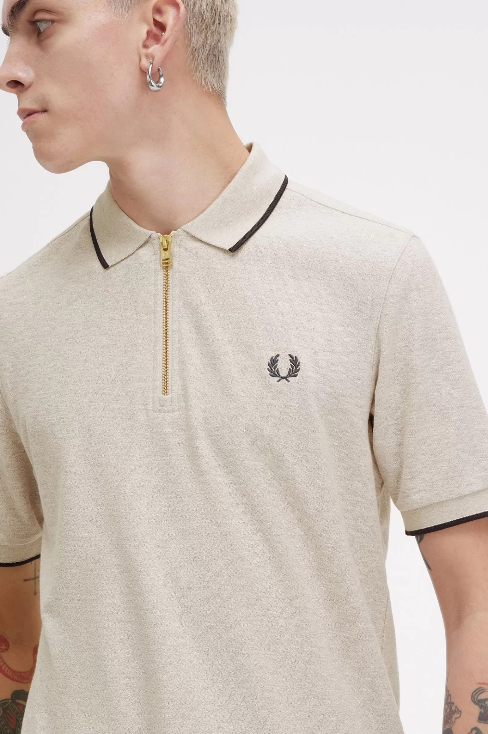 MULHER Fred Perry Polo Com Fecho De Correr Na Gola Em Piqué De Crepe