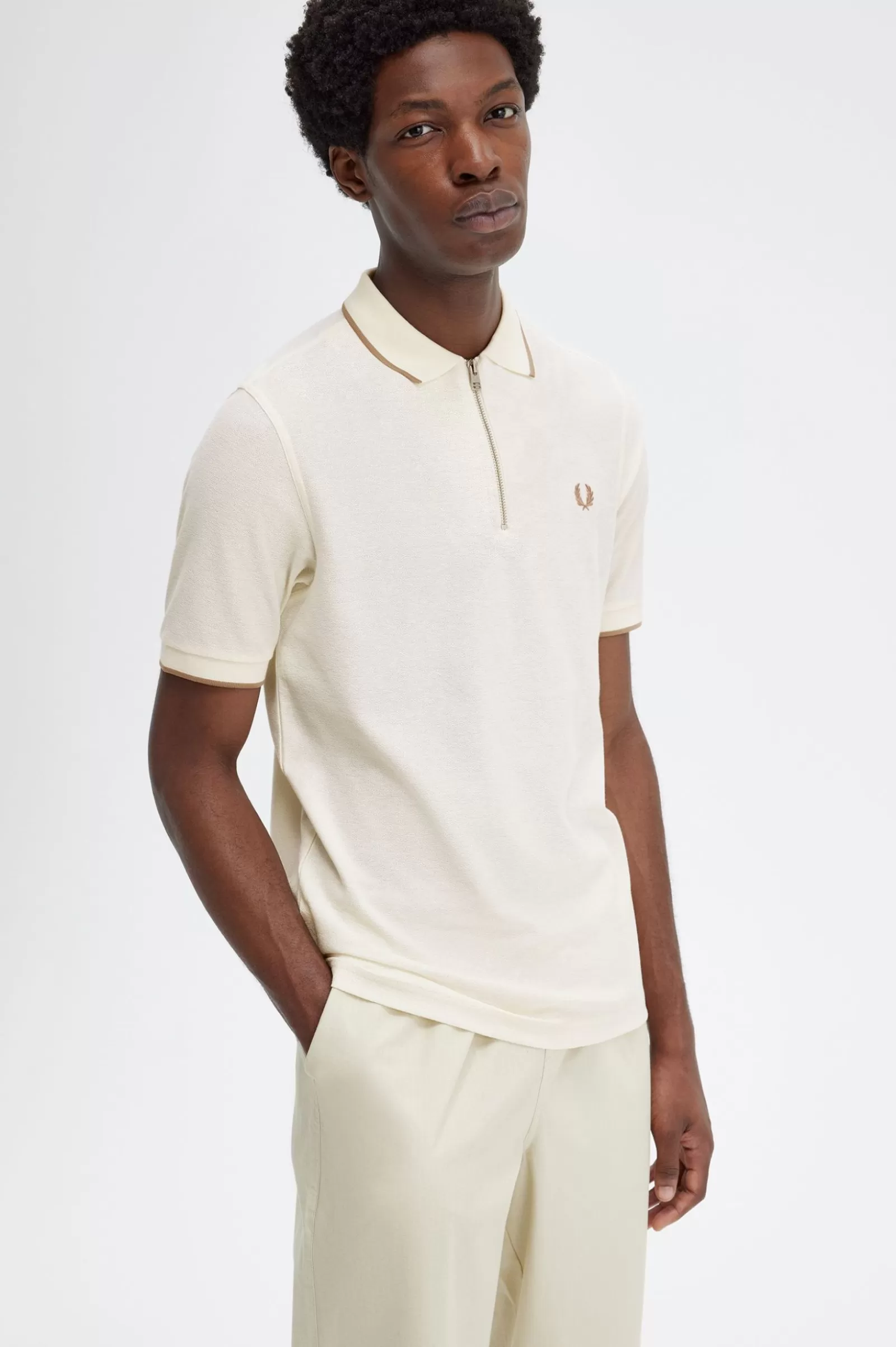 MULHER Fred Perry Polo Com Fecho De Correr Na Gola Em Piqué De Crepe