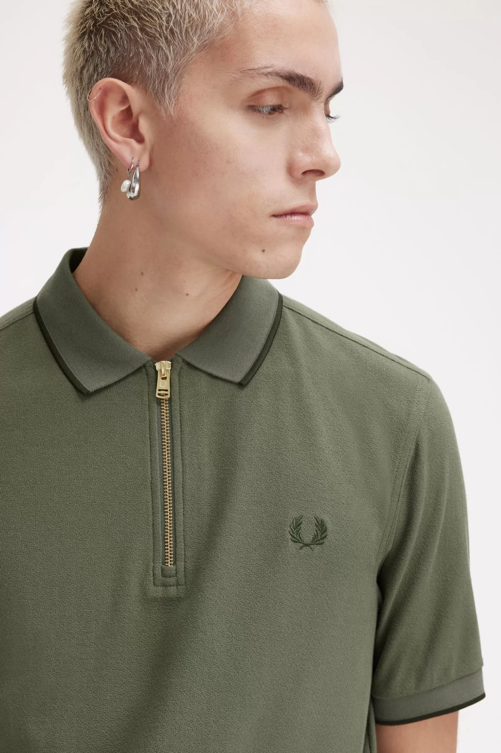 MULHER Fred Perry Polo Com Fecho De Correr Na Gola Em Piqué De Crepe
