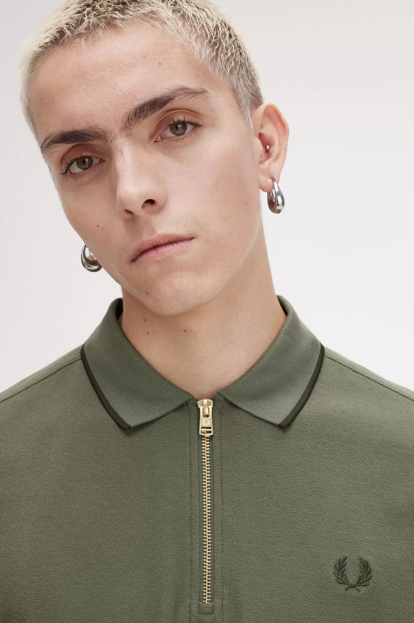 MULHER Fred Perry Polo Com Fecho De Correr Na Gola Em Piqué De Crepe