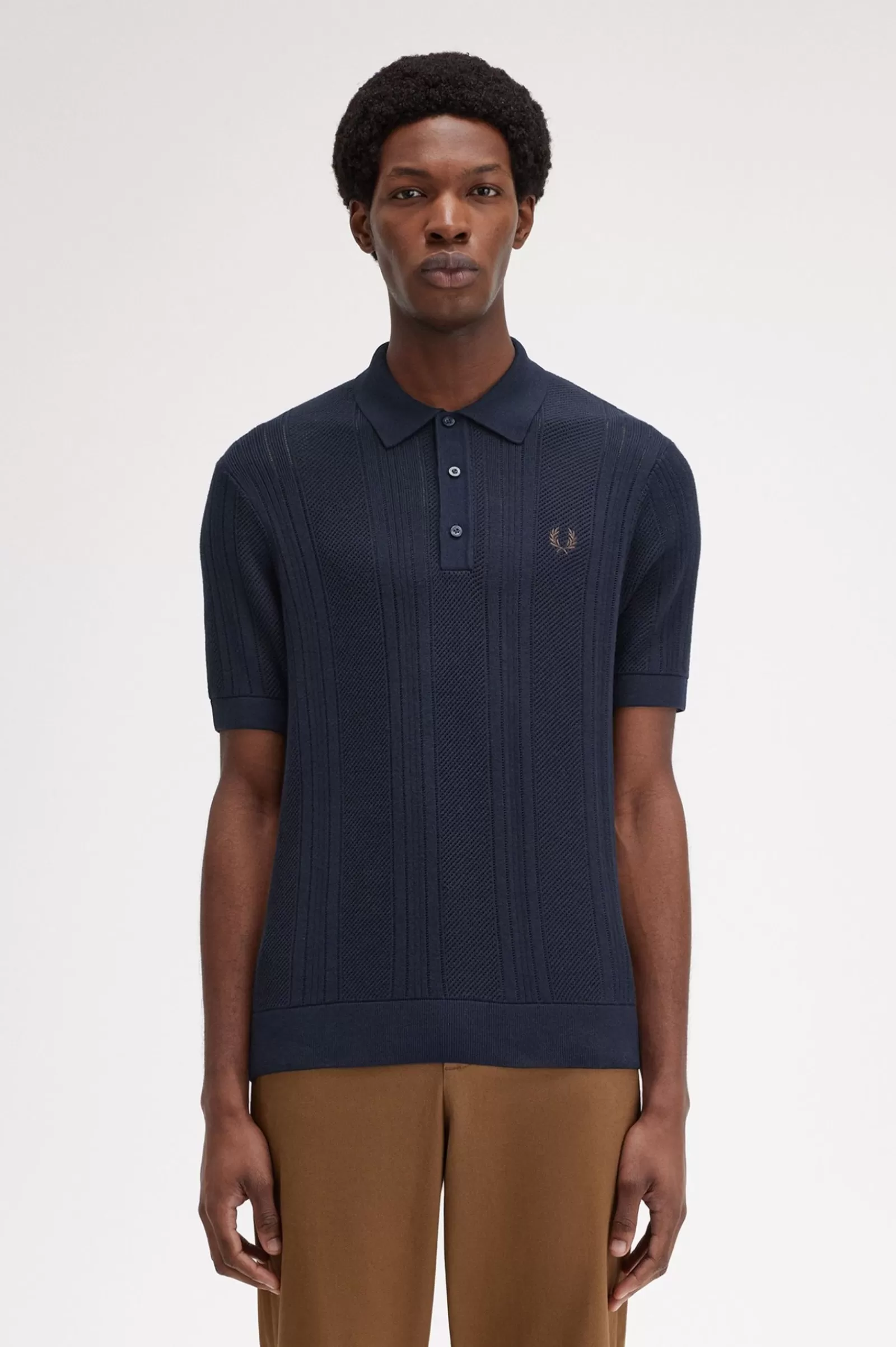 MULHER Fred Perry Polo Em Malha Com Painel Pointelle