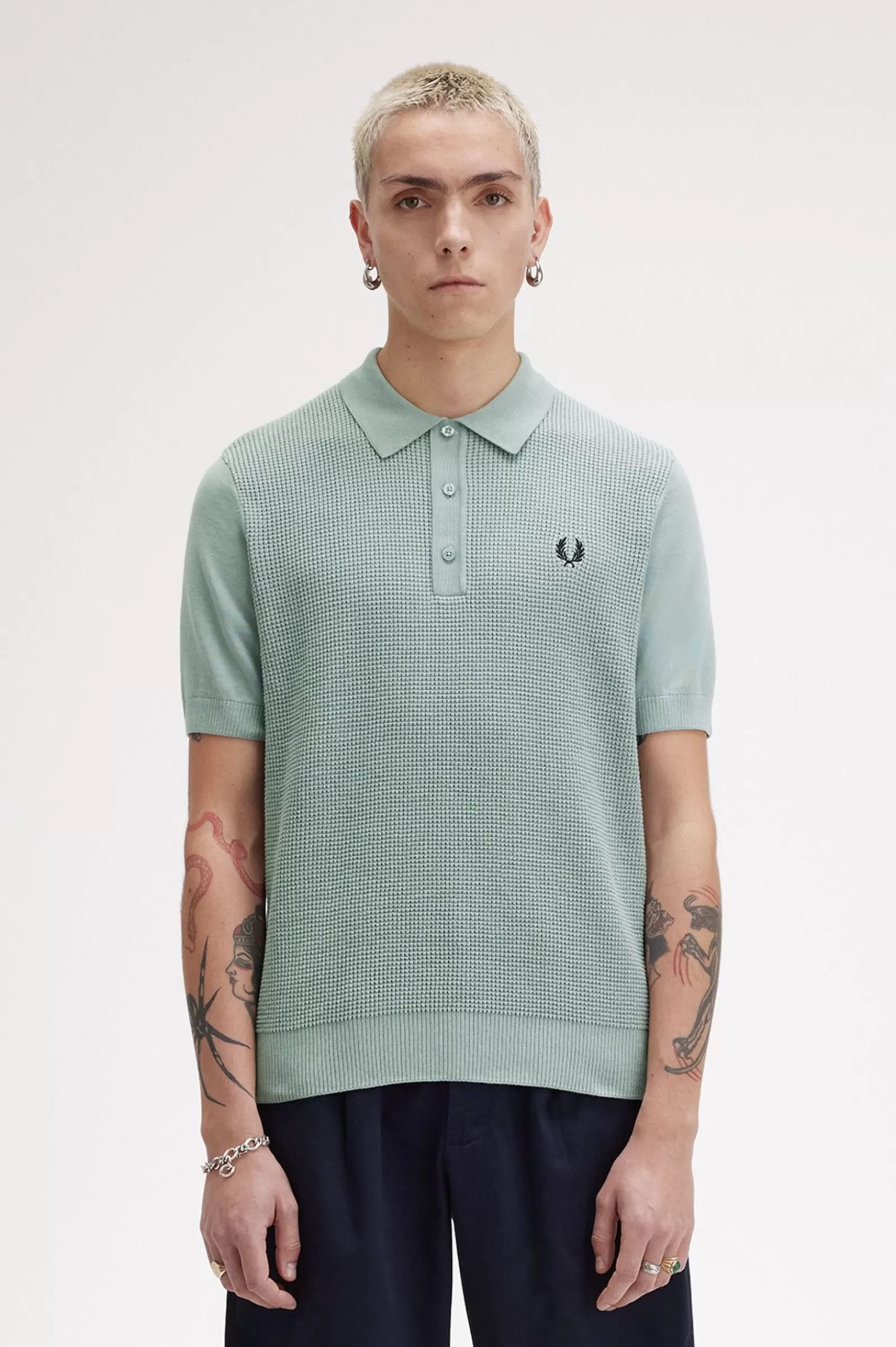 MULHER Fred Perry Polo Em Malha Com Pesponto Waffle