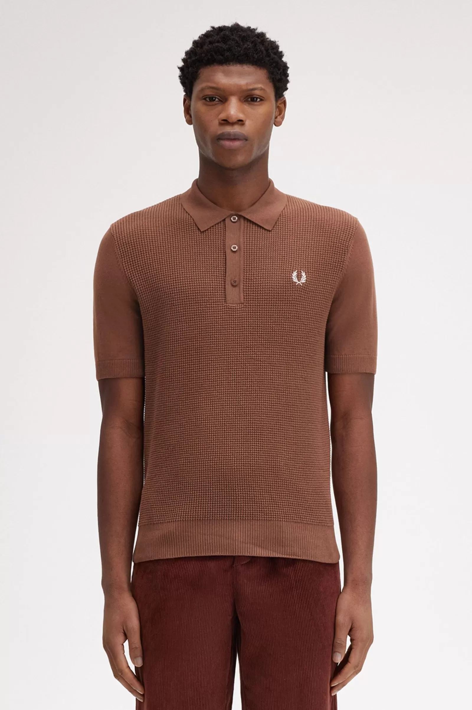 MULHER Fred Perry Polo Em Malha Com Pesponto Waffle