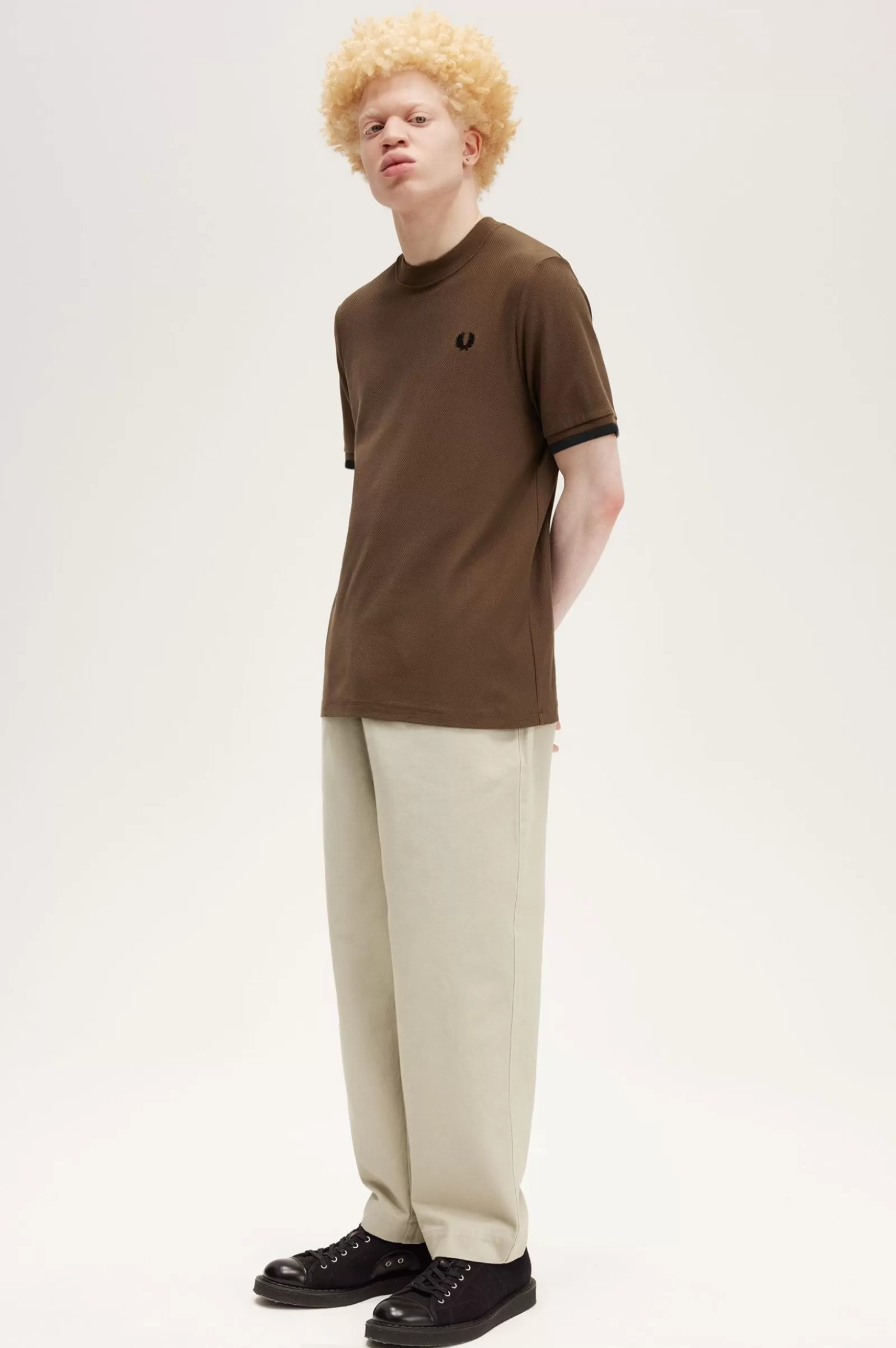 MULHER Fred Perry Polo Em Piqué Com Punhos Com Borda Com Ponto Descontínuo
