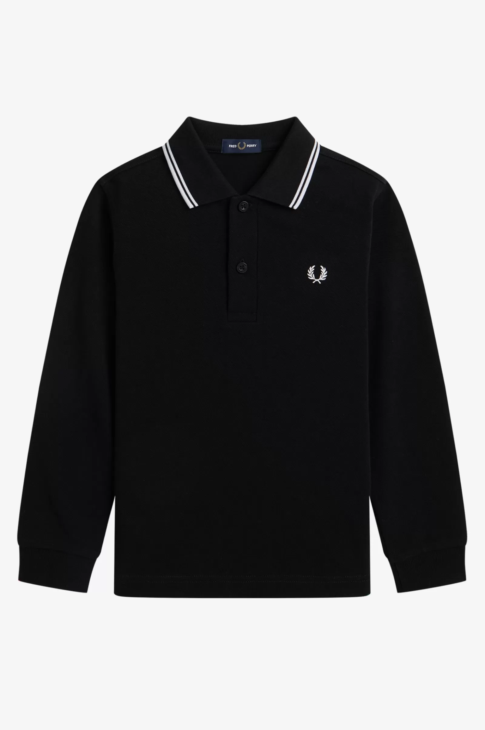 Fred Perry Polo Com Borda Com Ponto Descontínuo Dupla De Manga Comprida Para Criança