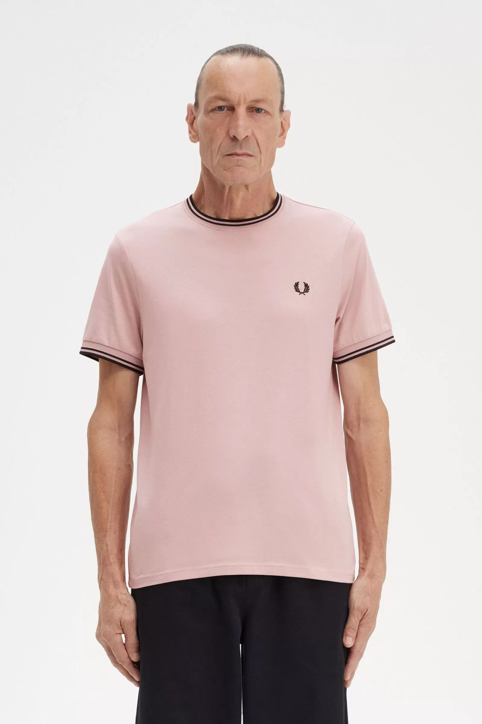 MULHER Fred Perry T-shirt Com Borda Com Ponto Descontínuo Dupla