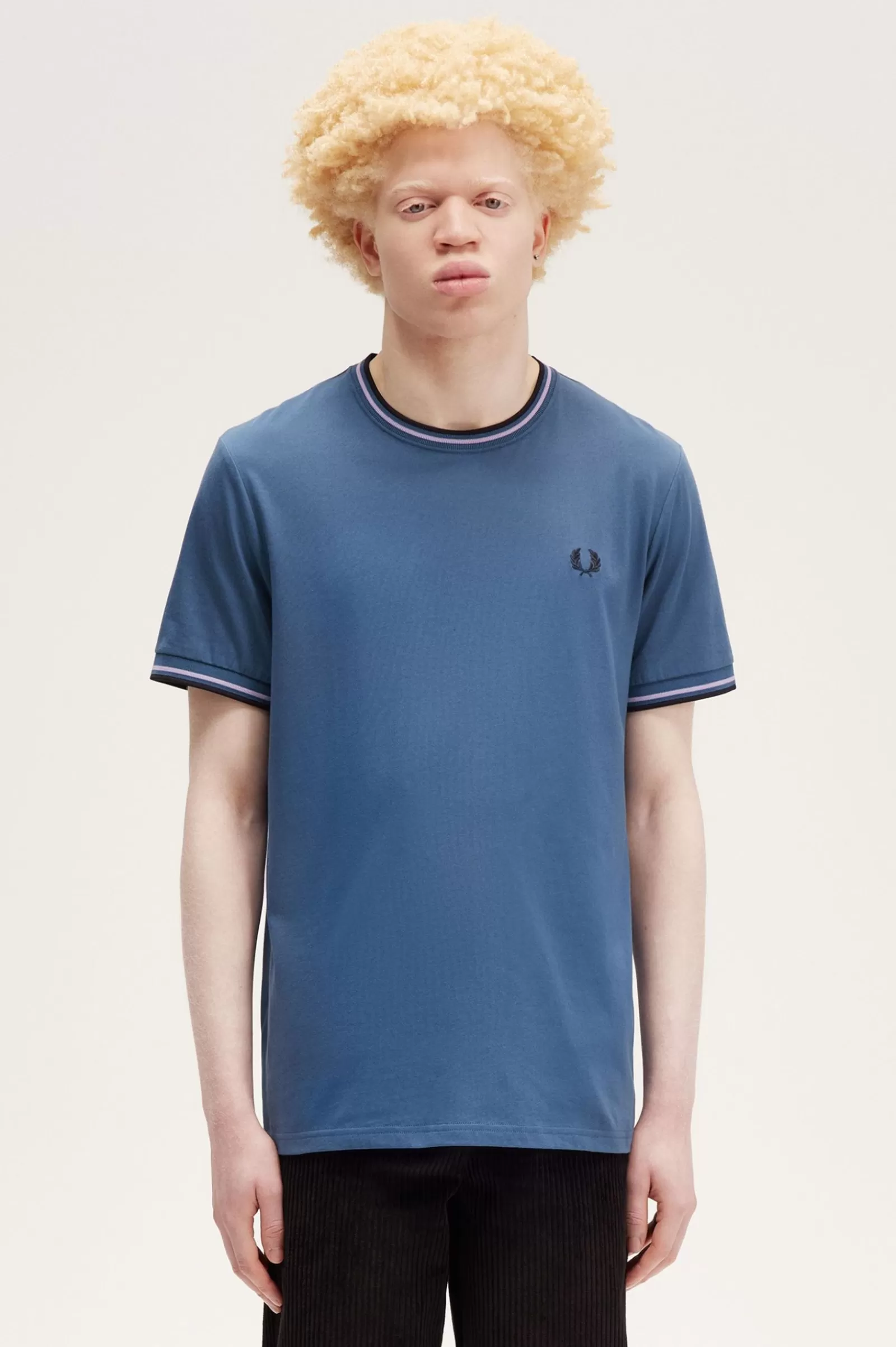 MULHER Fred Perry T-shirt Com Borda Com Ponto Descontínuo Dupla