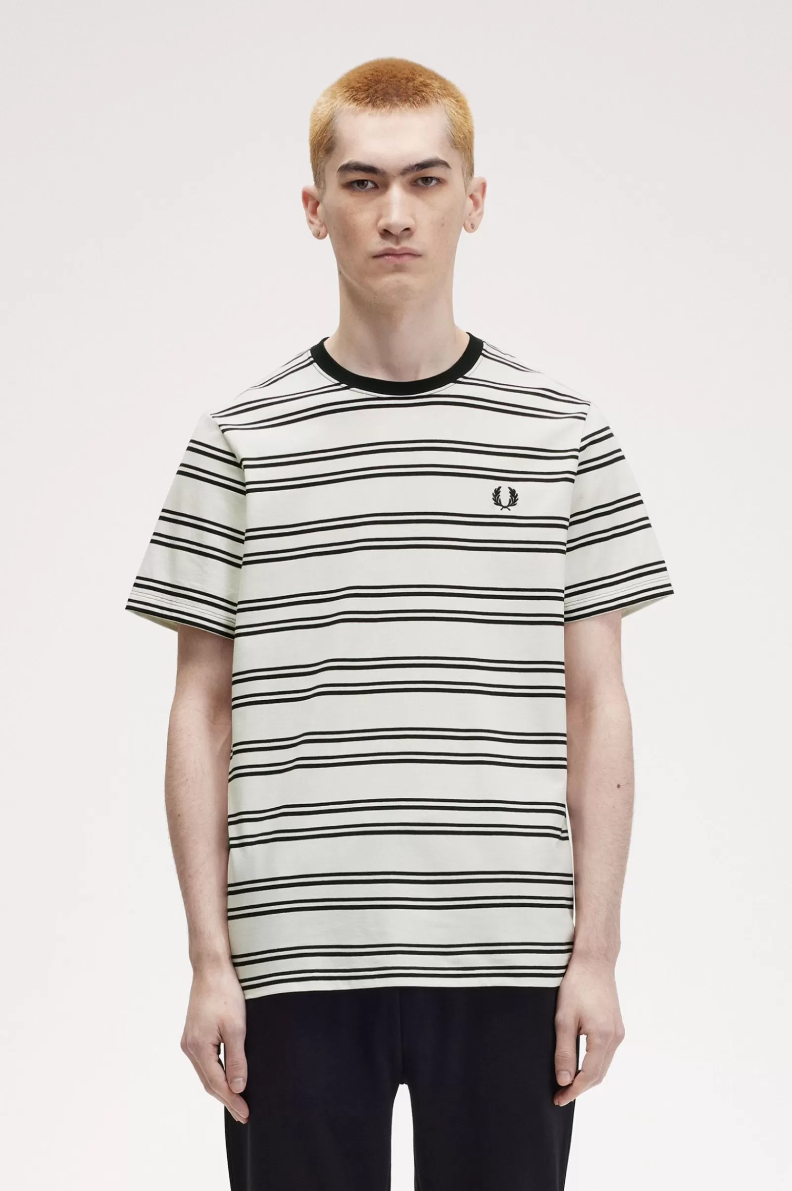 MULHER Fred Perry T-shirt Com Risca Fina