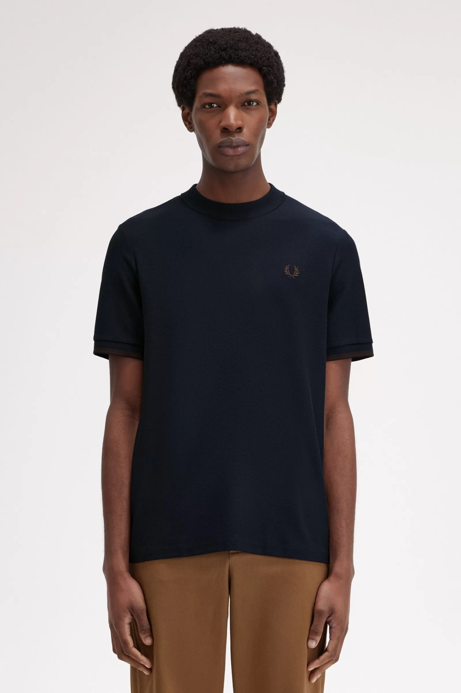 MULHER Fred Perry T-shirt Em Piqué Com Punhos Com Borda Com Ponto Descontínuo