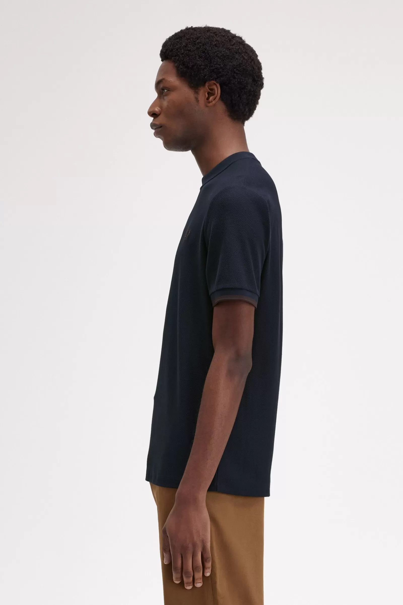 MULHER Fred Perry T-shirt Em Piqué Com Punhos Com Borda Com Ponto Descontínuo