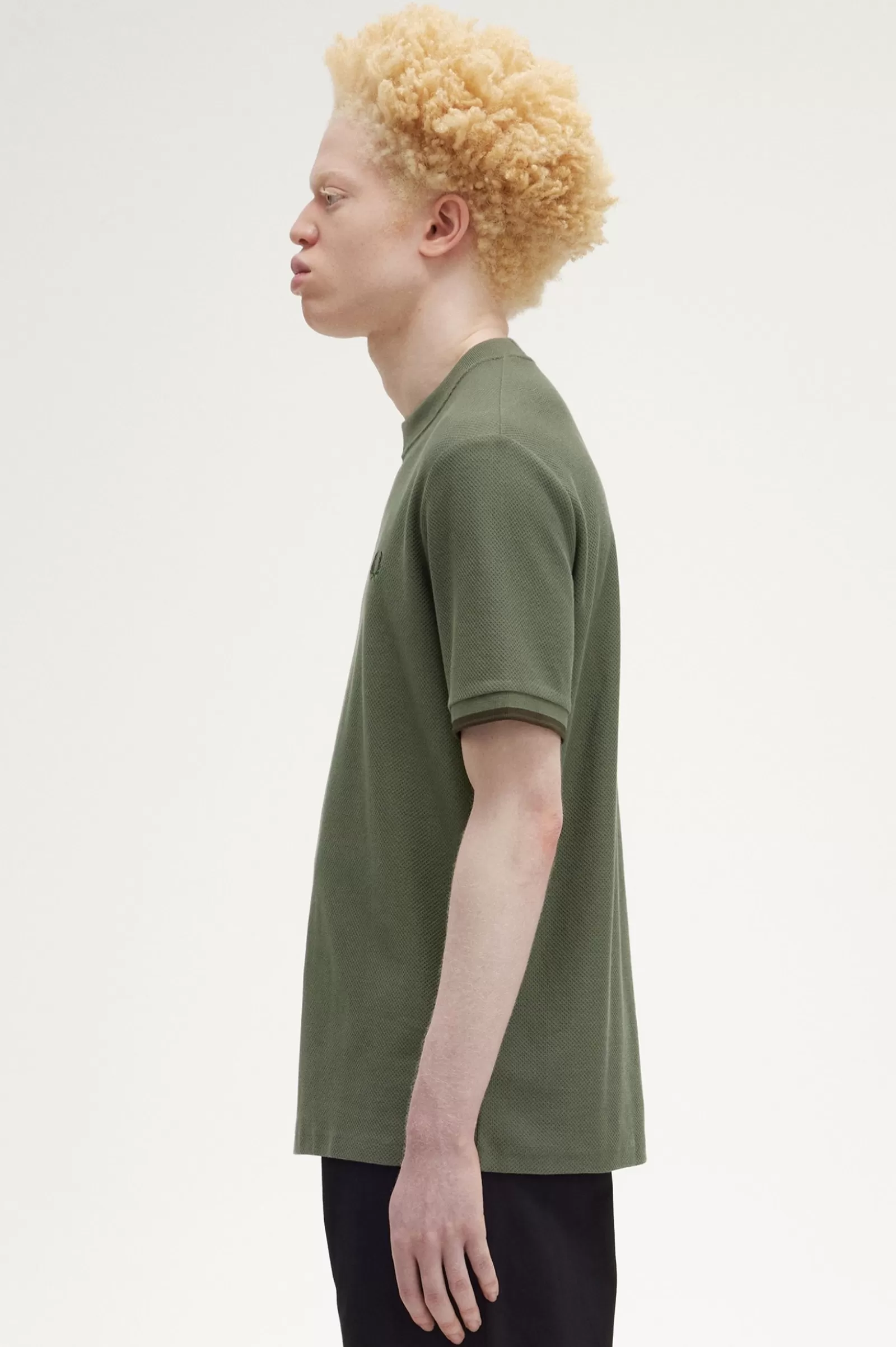 MULHER Fred Perry T-shirt Em Piqué Com Punhos Com Borda Com Ponto Descontínuo
