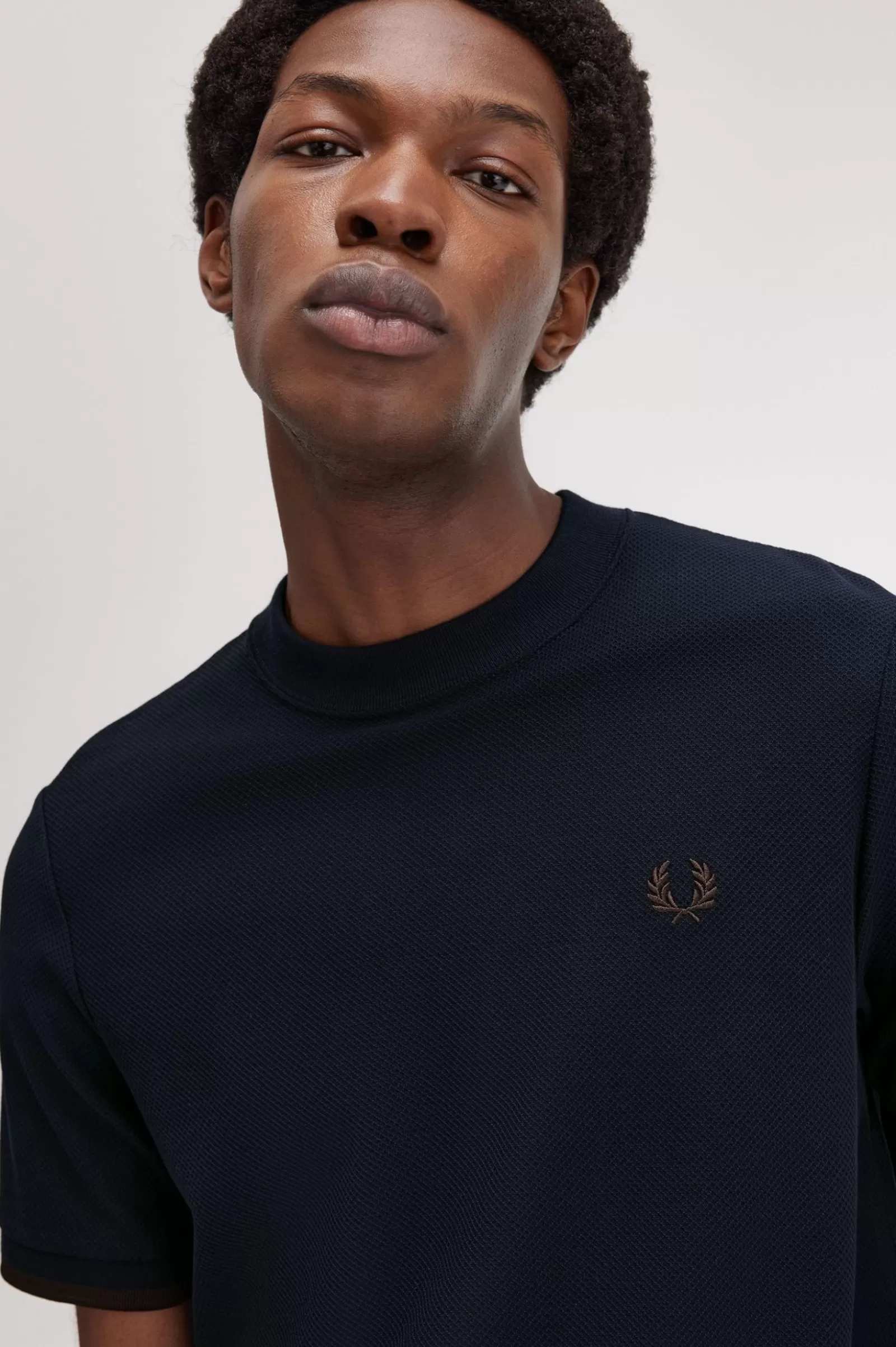 MULHER Fred Perry T-shirt Em Piqué Com Punhos Com Borda Com Ponto Descontínuo
