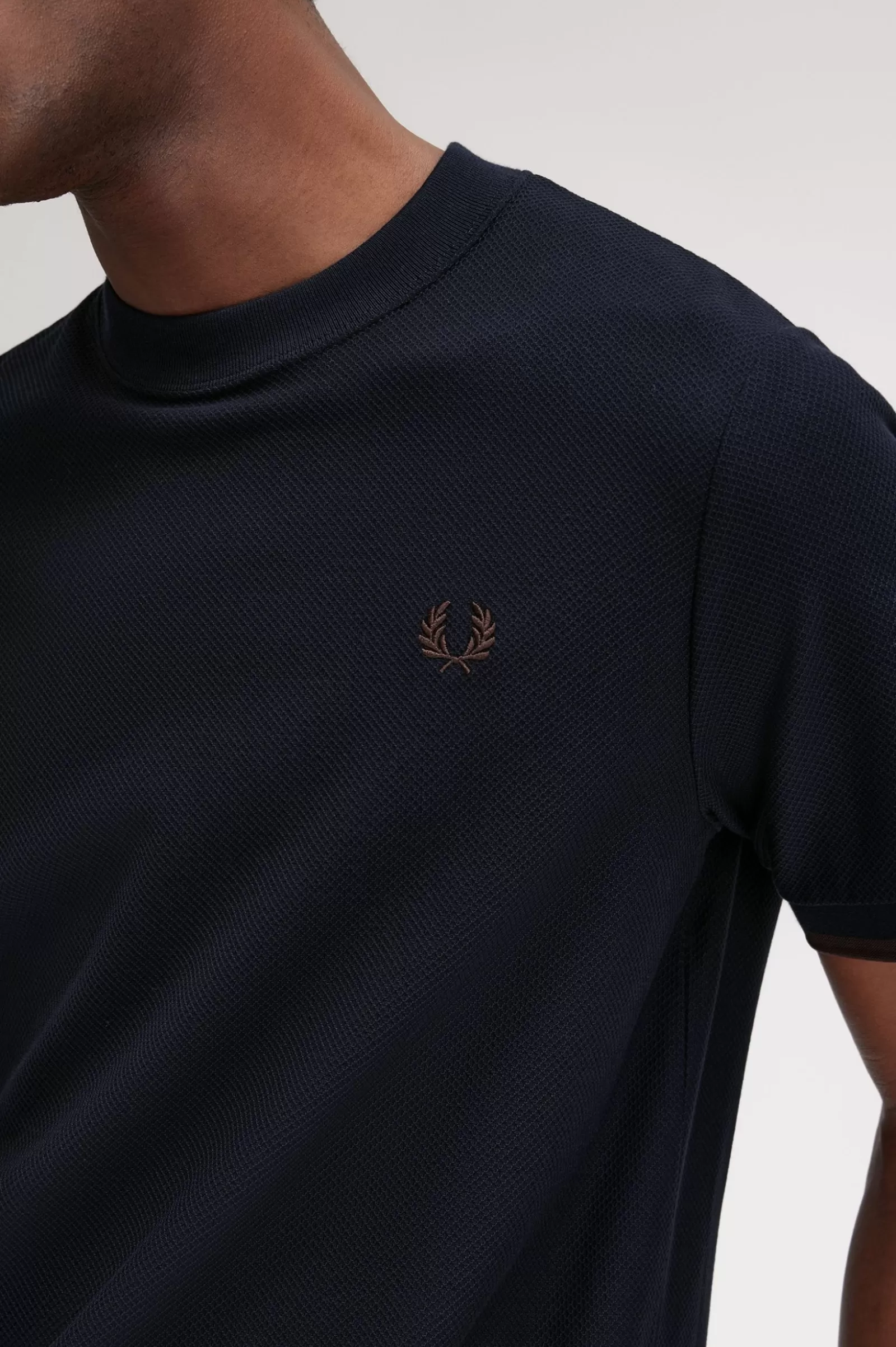 MULHER Fred Perry T-shirt Em Piqué Com Punhos Com Borda Com Ponto Descontínuo