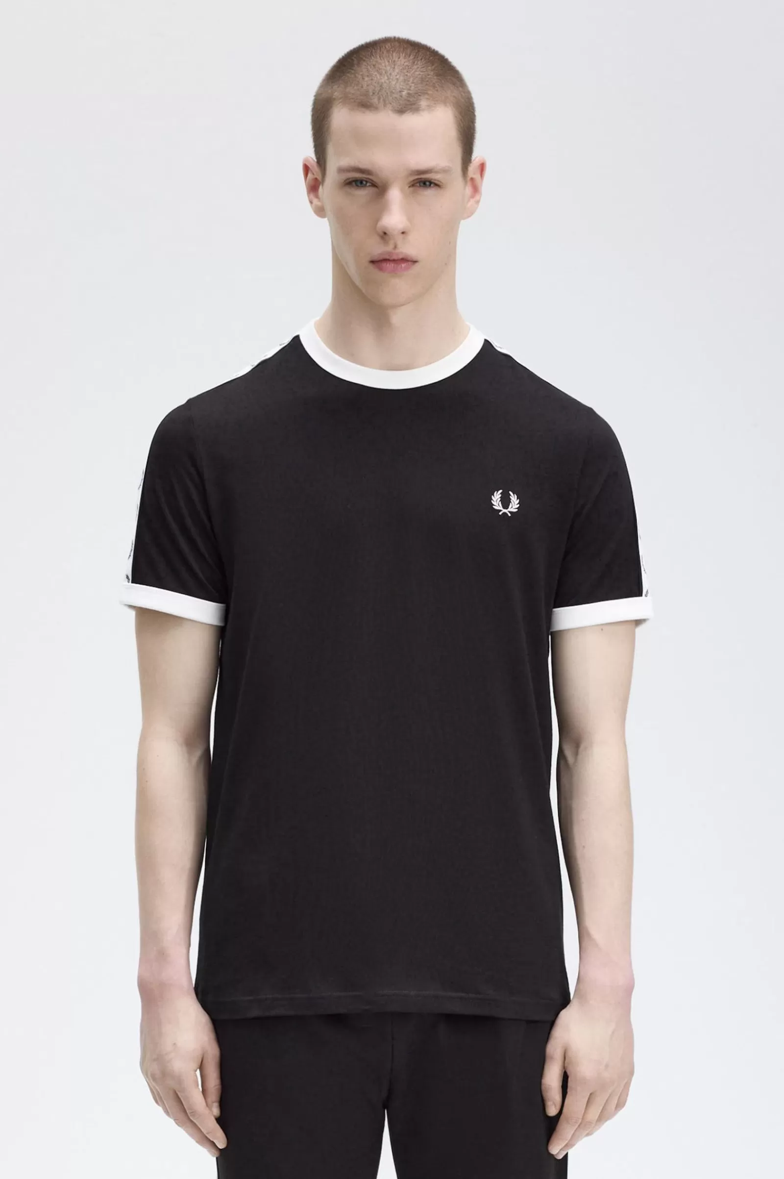 MULHER Fred Perry T-Shirt Ringer Com Fita