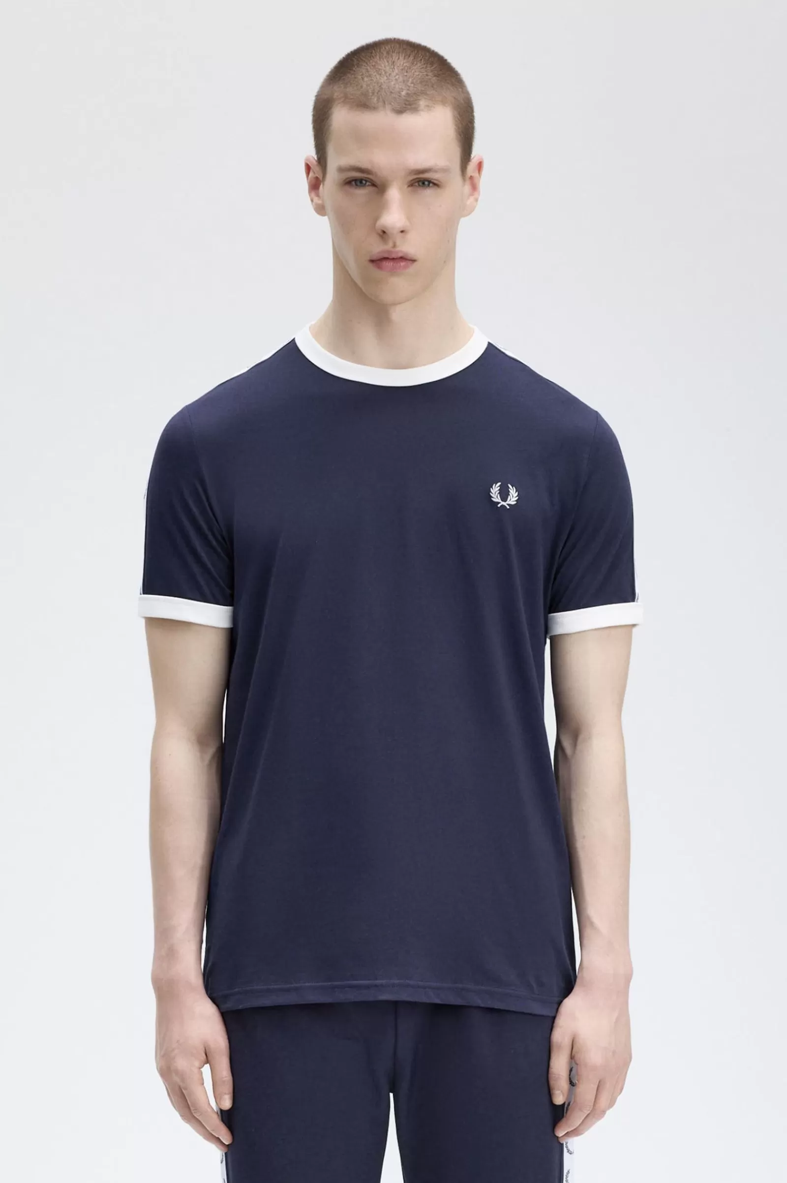 MULHER Fred Perry T-Shirt Ringer Com Fita