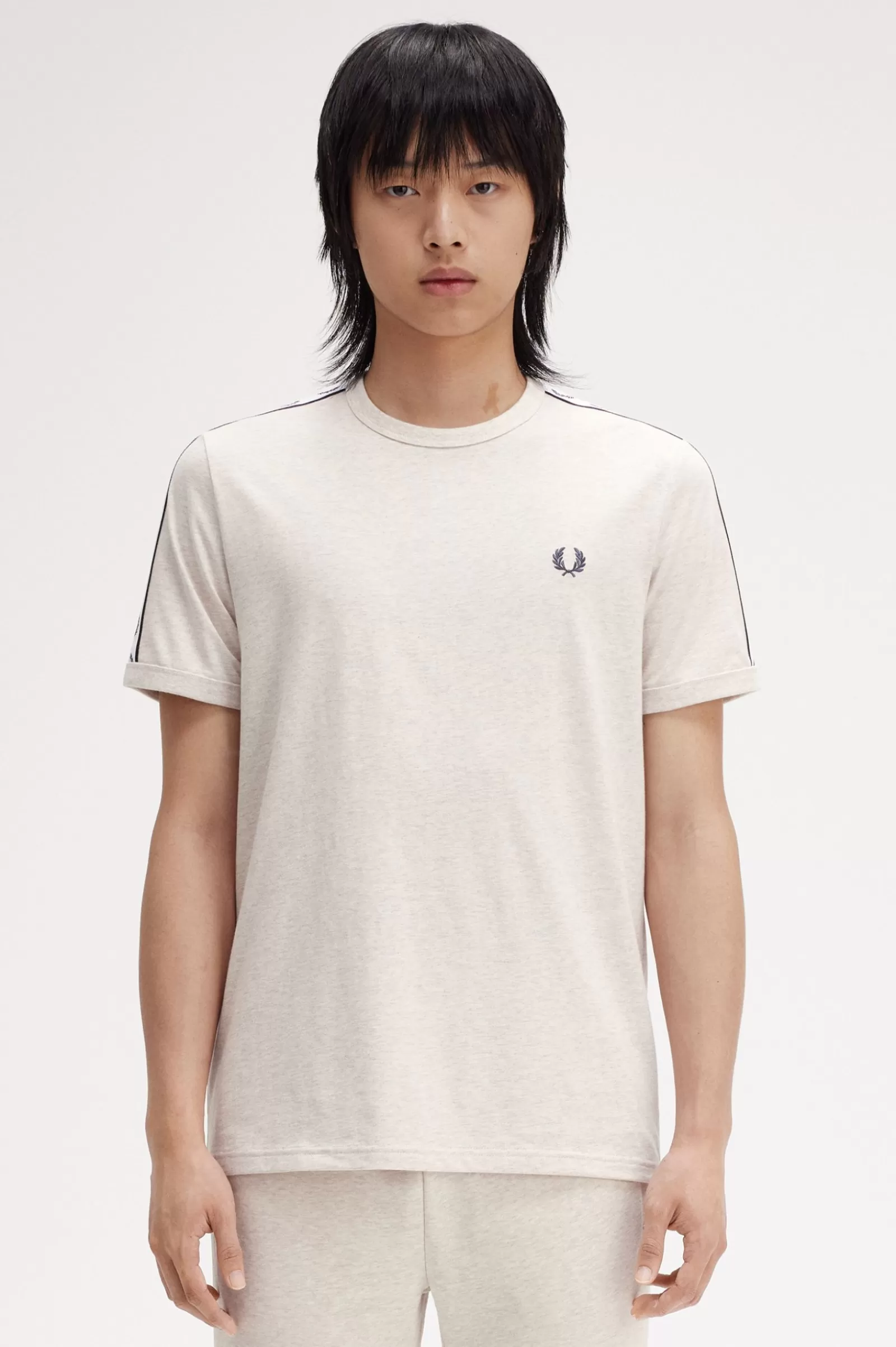 MULHER Fred Perry T-shirt Ringer Com Fita