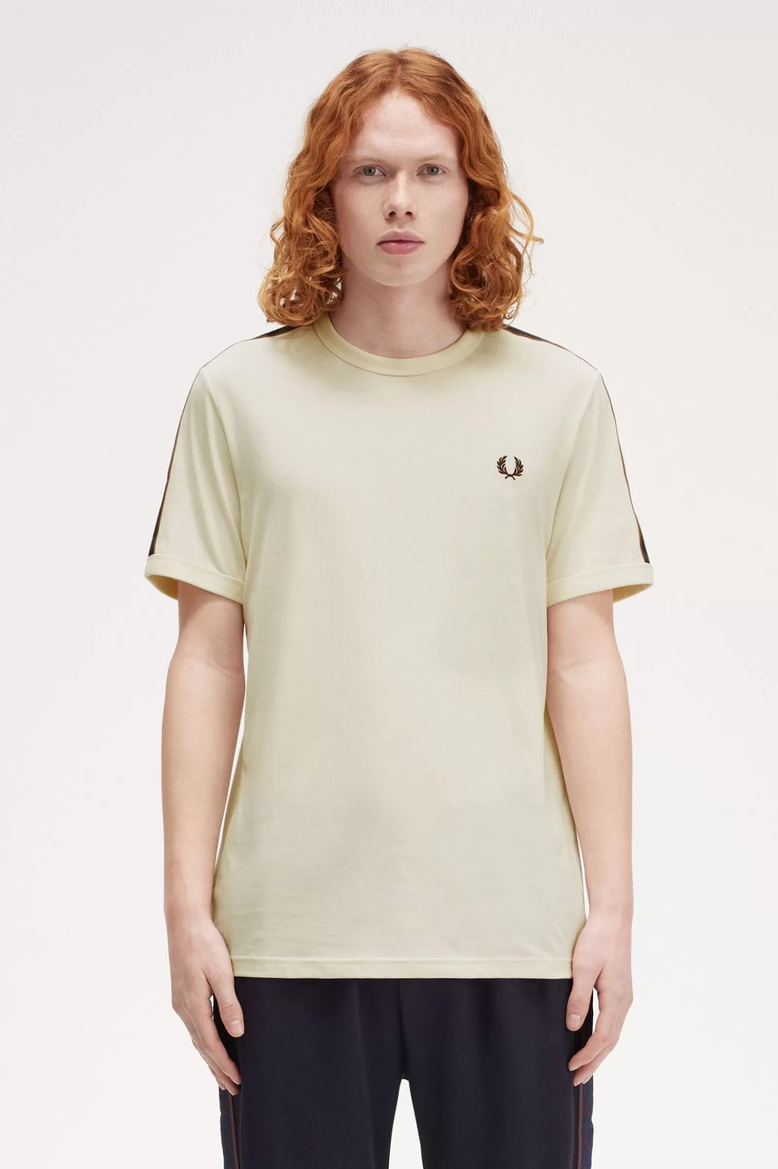 MULHER Fred Perry T-shirt Ringer Com Fita Contrastante