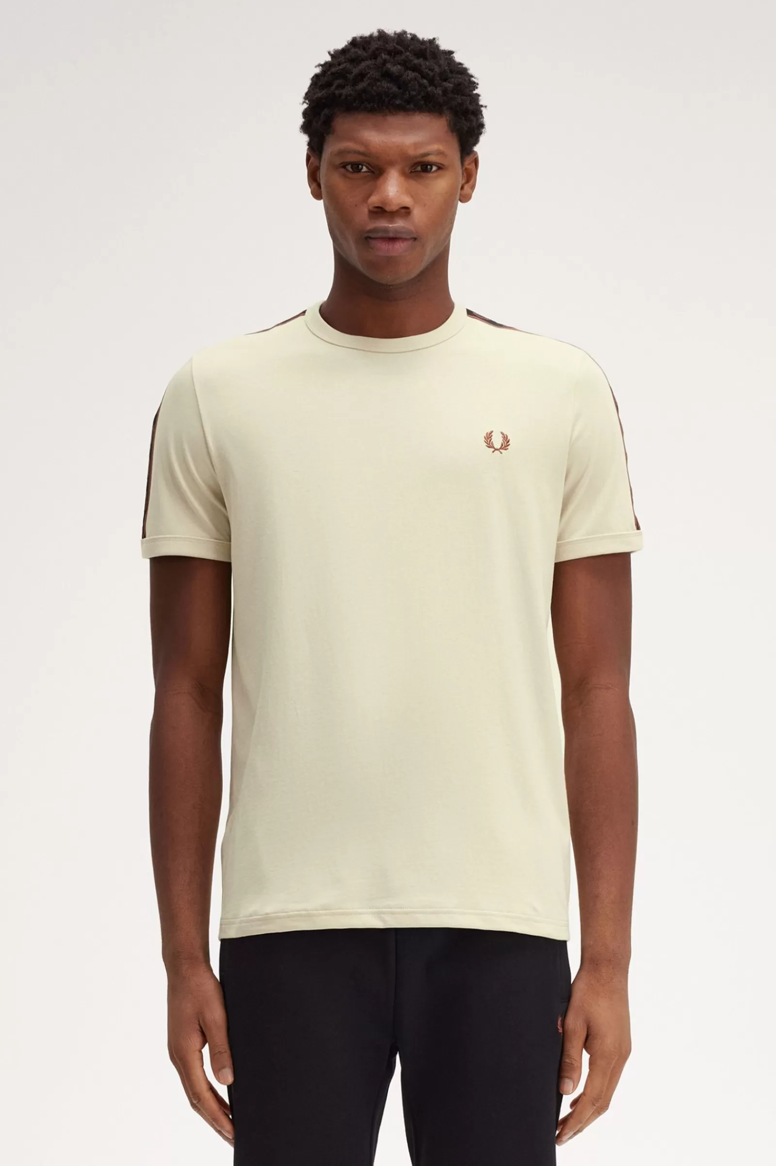 MULHER Fred Perry T-shirt Ringer Com Fita Contrastante