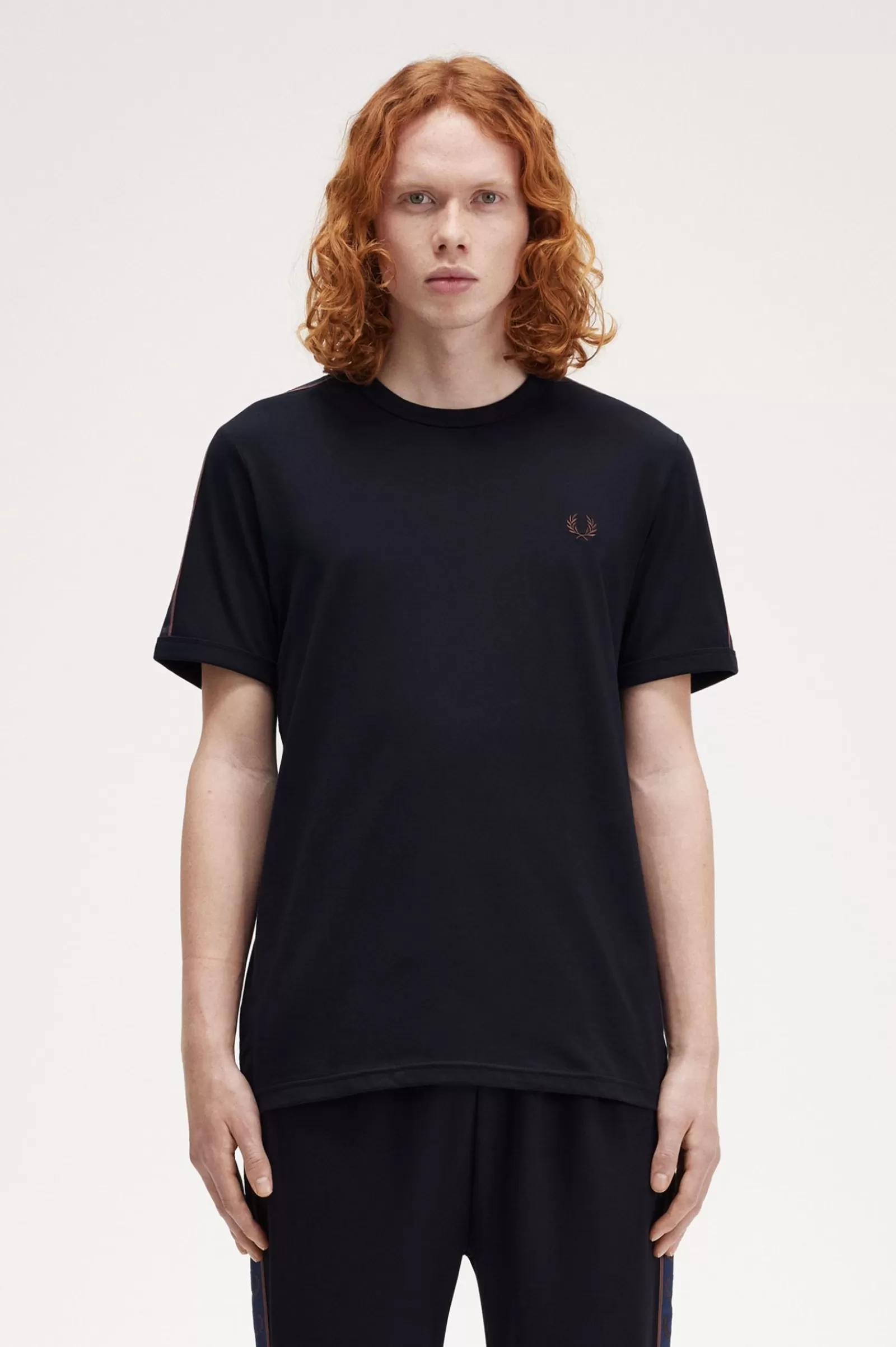 MULHER Fred Perry T-shirt Ringer Com Fita Contrastante