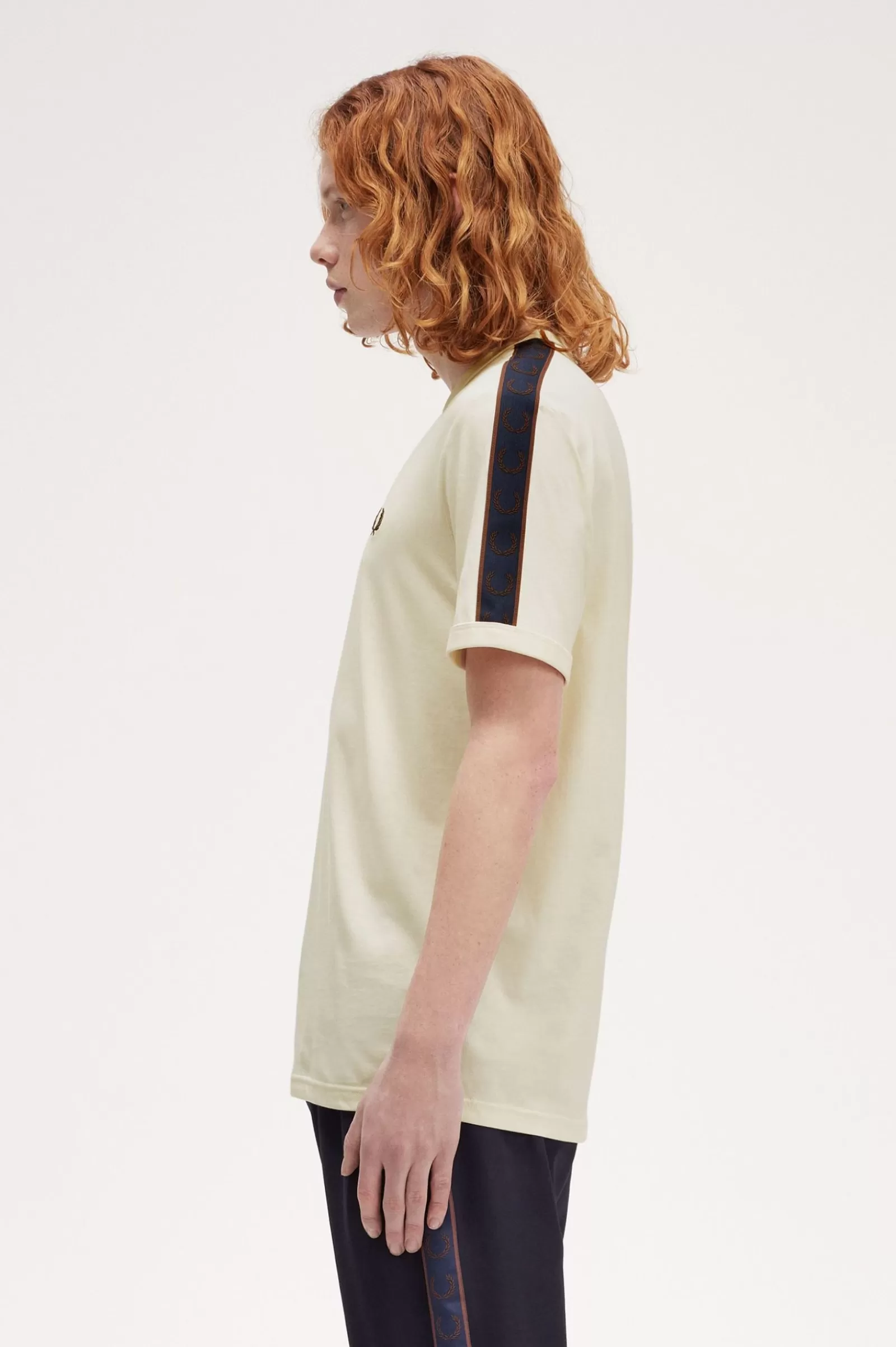 MULHER Fred Perry T-shirt Ringer Com Fita Contrastante