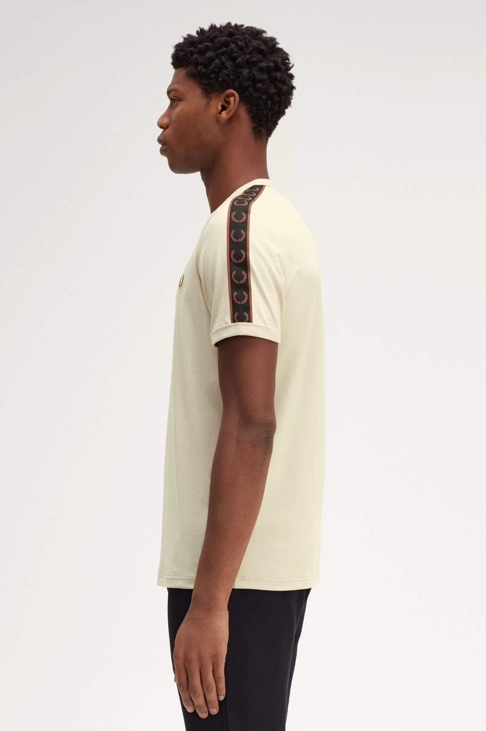 MULHER Fred Perry T-shirt Ringer Com Fita Contrastante